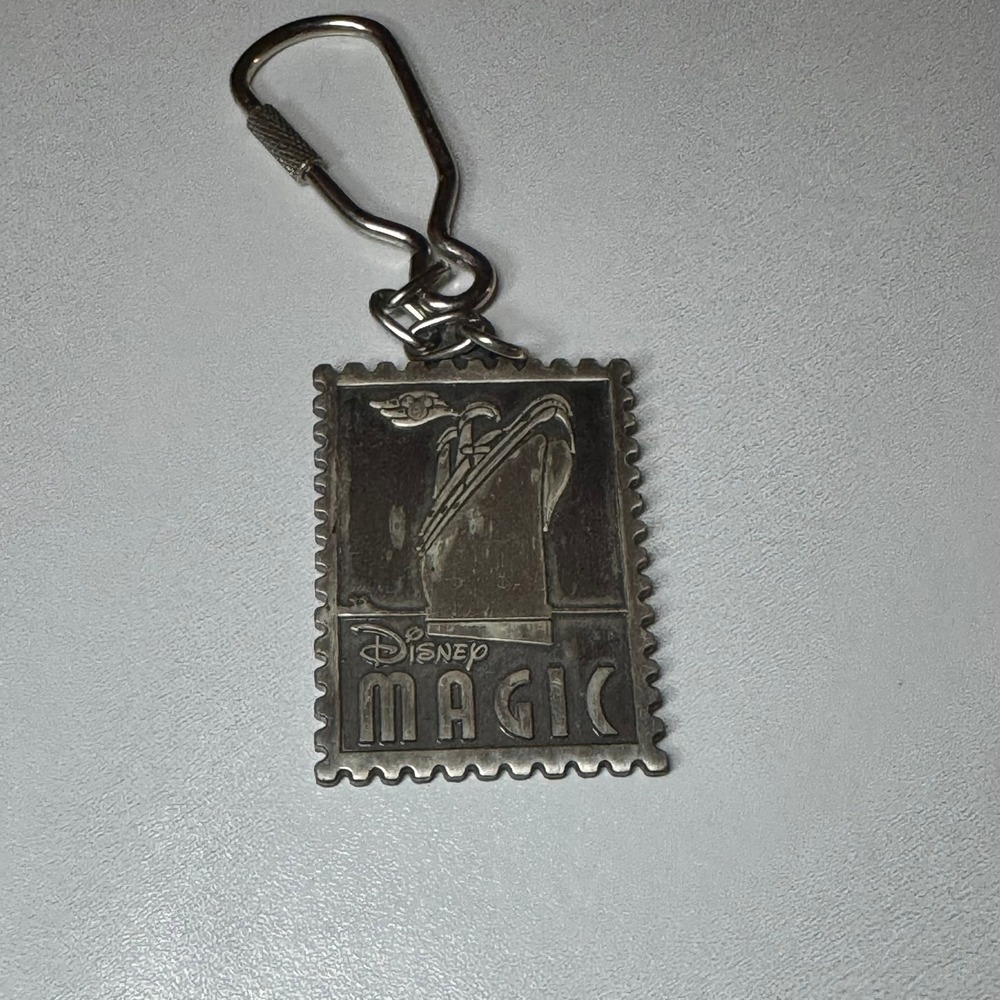 Disney Magic Cruise Line Keychain Stamp Style Souvenir Silver‎ Tone